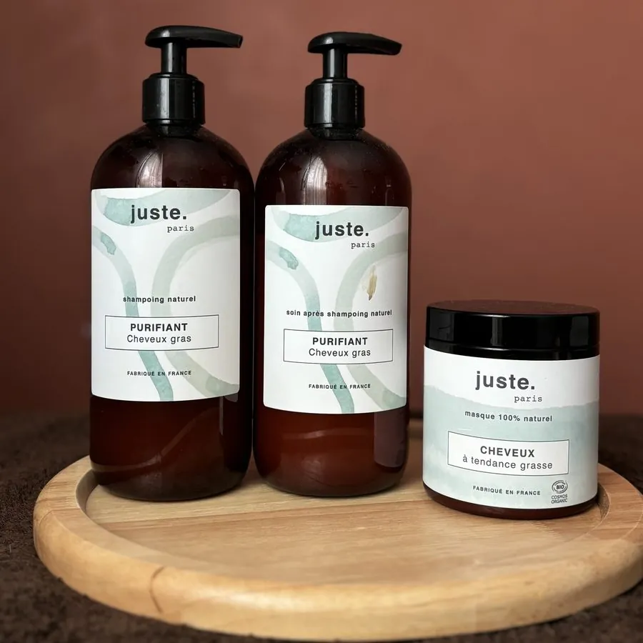 Shampoing, soin et masque de la gamme purifiante pour cheveux gras